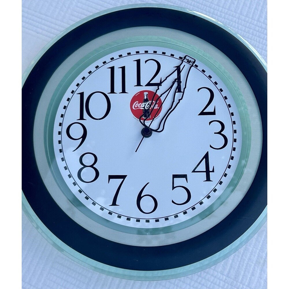 1996 Vintage Coca-Cola Round 12” Hanging Wall Clock NIB (COKE Bottle Hands)